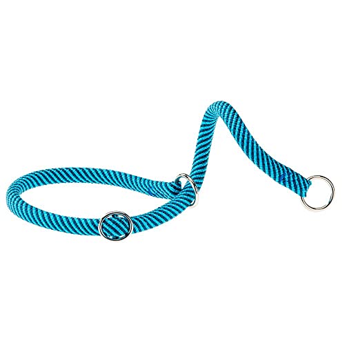 Ferplast Collare Semistrozzo SPORT, Collare per Cani, Collare da Addestramento con Anelli Regolabili, in Cordino di Nylon, Lunghezza 50 cm, spessore 13 mm, Azzurro-Blu