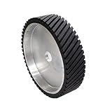 400 * 100mm Belt Grinder Contact Wheel Grooved Rubber Polishing Wheel Dynamically Balanced,ID 55mm w