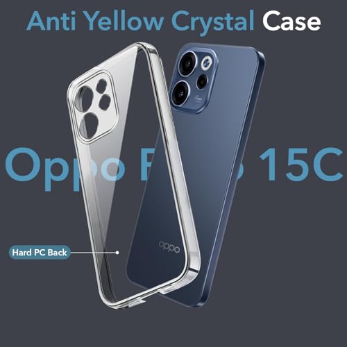 Image of Jkobi Lifetime Anti-Yellow Clear Back Cover Case for Oppo Reno 15c (Sleek Hard Crystal | Shockproof and Camera Protection)