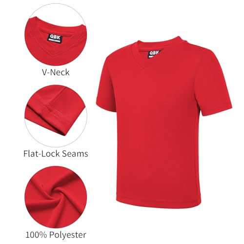 QBK 2T to Youth Neon T Shirt Kids Rash Guard UPF 50+ V-Neck Dry Fit Athletic Short Sleeve Shirts for Boys and Girls4
