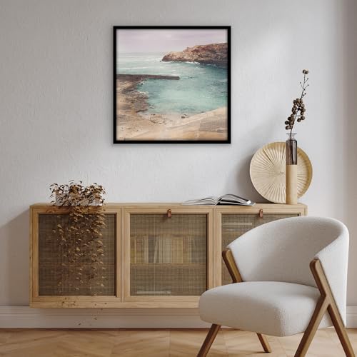 Image of Americanflat 22x22 Picture Frame with Polished Plexiglass - Streamline Collection - Thin Border Square Frame for Wall Display - Hanging Hardware Included - Black