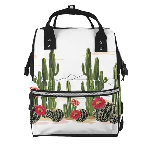 Sac à langer imprimé cactus imperméable : sac à dos grande capacité et multifonction