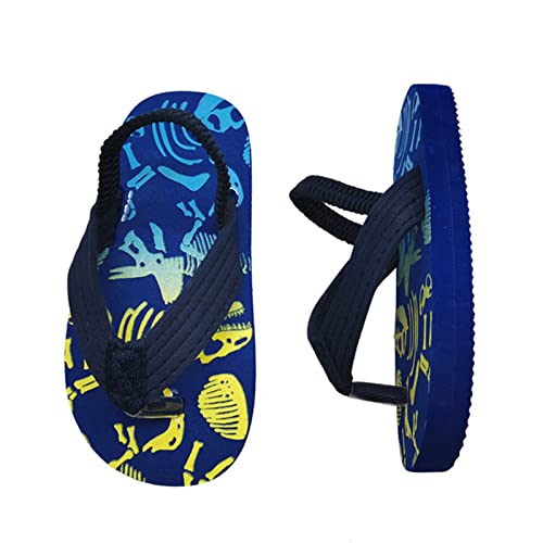Sandals for Kids & Toddler Summer Shoes Boys Flip Elastic Strap Beach Girls Black Little Girl Flip Flop (Navy, 4-5Years)3