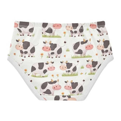 Wusikd Cute Cartoon Cow Girls' Underwear Cotton Stripes Grass Girls Briefs Soft Toddler Underwear 2T2