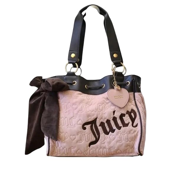 Juicy Couture Dusty Blush/Chocolate Vintage Dreams Daydreamer Tote Bag