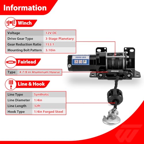 Kit de Winch Eléctrico 3000lb WeiSen con Soporte y Control miniatura 3