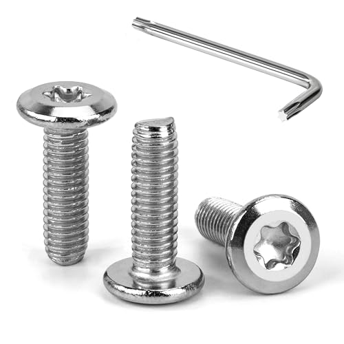 Tunejoy Vis à Tête Plate Torx M6 x 20 mm Vis à Six Pans Creux en Acier Inoxydable A2 V2A Boulons de Meubles Hexagonale avec Clé T30 Filetage Complet 30 Pièces