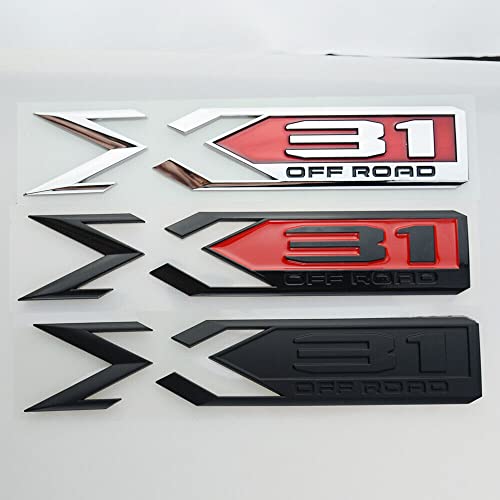 Image of Pair Set Sierra 1500 X31 Off Road Emblems 3D Rear Bodyside Truck Bed Decal Badge Nameplate Replacement for 2019-2022 Sierra 84682662 (Black Red)