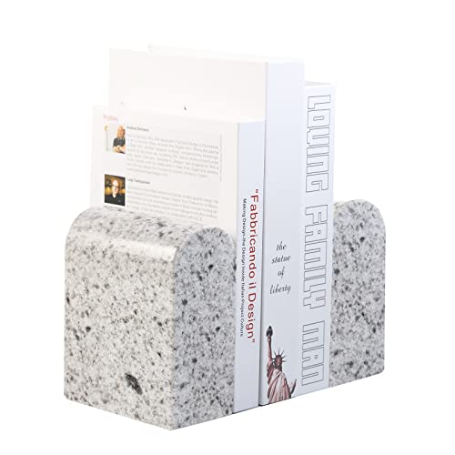 Koville Luxury American Marble Bookends for Shelves, Book Ends for Heavy Books, 13LBS Ultra Heavy Duty Book Holders, Triumphal Arch Bookends Office Bookshelf Decor for CDs/Video Games(Bethel White)