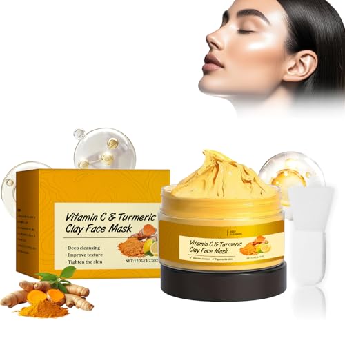 Cúrcuma Vitamina C Mascarilla de arcilla, Mascarilla Facial con Cúrcuma Vitamina C Máscara de arcilla Cúrcuma Vitamina C Mascarilla Limpieza Profunda Mascarilla Cara Clay Face Clean