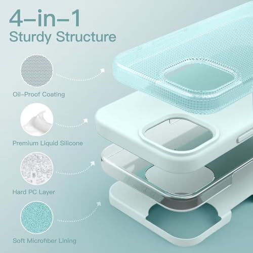 Image of Silicone Case compitable for iPhone 15, Light Blue Protective Cover with Camera Protection Smooth and Soft (Mint Green)