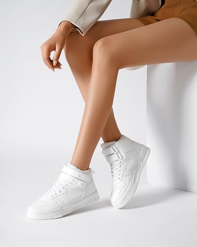 Women's High Top Fashion Basketball Ankle Boots Walking Tennis Shoes Platform Hook and Loop Casual Faux Leather Hidden Heels Sneaker3