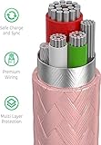 KP TECHNOLOGY Charger For Nothing CMF Buds 2 / CMF Buds 2 Pro/CMF Buds 2a / CMF Buds 2 Plus - Nylon Braided Charging Cable, USB C to USB A Charging Cable (ROSE GOLD, 1M) - Image 4