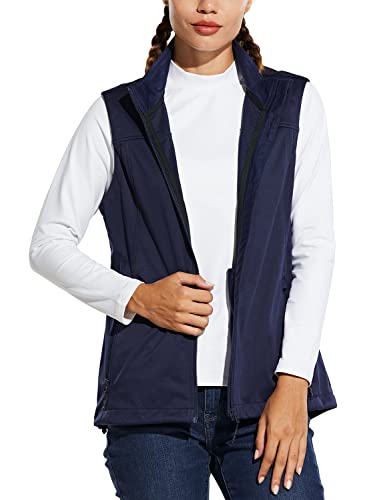 Baleaf Women's Lightweight Vest Softshell Sleeveless Jacket Windproof Stand Collar With Zipper Pockets Running Hiking Golf Navy Blue S #TOP7