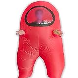 Amon Us Inflatable Costume Kids With Sleeves for Easy Carrying Candy Easy to Wear 3.3ft-5.1ft Blow Up Astronaut Spacesuit Fits (Red)