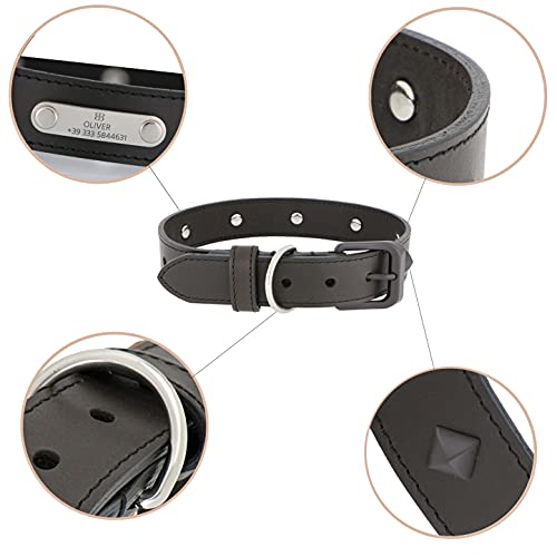 Collier chien cuir lavable durable avec plaque personnalisable de taille XL - 4