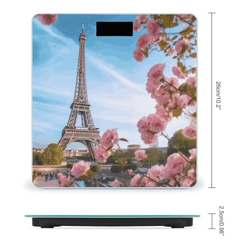 Báscula Digital de Baño con Diseño Torre Eiffel y Flores miniatura 2