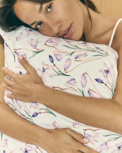 Image of Queen 4 Piece Boho Botanical Floral Sheet Set - Breathable & Cooling - Iris | 1 Flat, 1 Fitted & 2 Pillowcases w / Deep Pockets, Boho Botanical Floral Bedding, Breathable & Cooling, Wrinkle & Fade Free