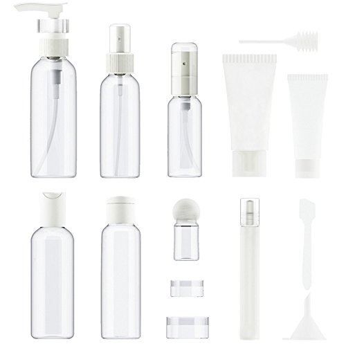 14 PiecesTravel Spray Bottles (Clear) Toiletries Liquid Containers for Shampoos, Hairspray, Lotions, Creams | Leak-proof