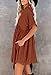 HUUSA Womens Summer Cute Babydoll Swing Flowy Tunic Dress 2023 V Neck Short Sleeve Casual Loose Solid Color Fashion Mini Shift Dresses XLarge Brown