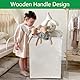 VFANDV Wäschekorb, Laundry Baskets Weiß Wäschekorb Faltbarer Geflochten Oxford-Gewebe wäschekörbe mit Henkel Groß 50×40×27 cm, für Reise/Schlafzimmer/Badezimmer/Schlafsaal