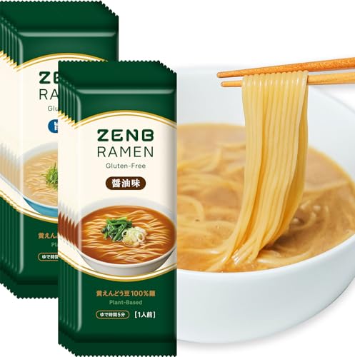 【 グルテンフリー ラーメン 】ZENB ゼンブ ラーメン 袋麺 ミールキット 12食 (醤油味 6食 + 旨塩味 6食) [ 糖質オフ グルテンフリー 袋ラーメン 糖質制限 糖質コントロール ダイエット 時の 食物繊維 補給に 置き換え たんぱく質 食物繊維 脂質カット ヘルシー レンジ 調理可 ]の商品画像（Amazon）