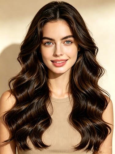 Image of LaaVoo Tape in Weft Hair Extensions Dark Brown Genius Tape in Extensions Real Human Hair Weft Tape on Hair Extension Brown Invisible 16inch 4Pcs 90G