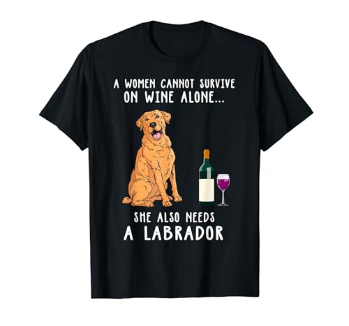 Beber vino y Labrador Retriever Rojo Lady Dog Lover Camiseta