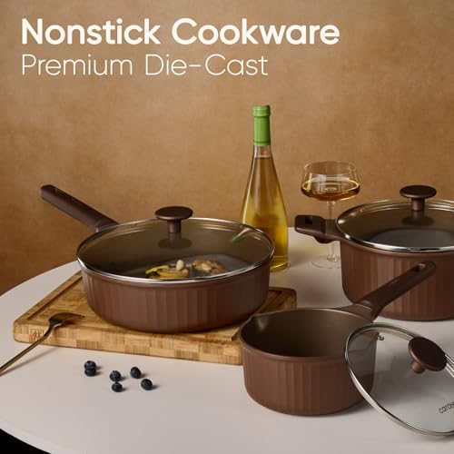 Image of CAROTE Pots and Pans Set Non Stick, Cookware Sets Nonstick 21 pcs Kitchen Pot & Pan, Induction cookwasre Compatible with Crepe Frying Pan PFOA /PFOSFree