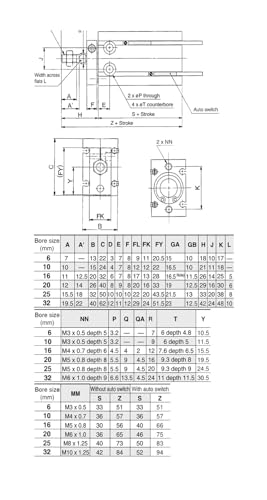 Cilindros de varilla simple CDUK compactos con imán integrado para montaje libre 6