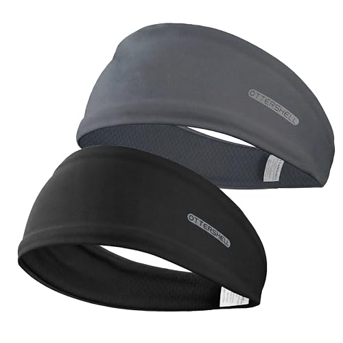 Image of OTTERSHELL Sports Headband for Women and Men, Black Moisture-Wicking Workout Headband for Yoga, Running, Gym, and Tennis (Black & Grey - L92, One Size)