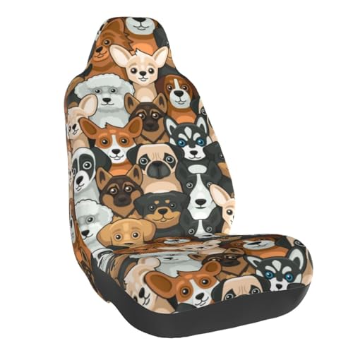 Housse de siège avant pour voiture ZORIN motif chien carlin husky berger teddy 3D