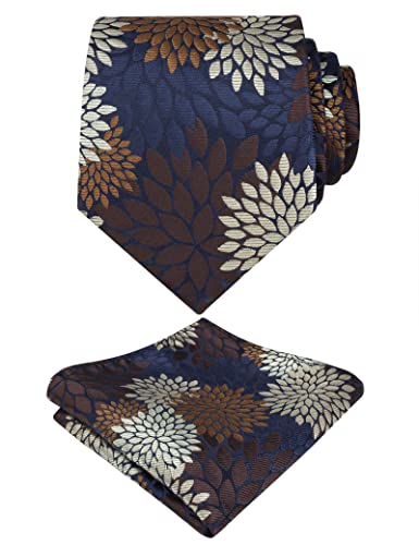 Image of Alizeal Mens 3.15inches Leaf Flower Pattern Tie Set