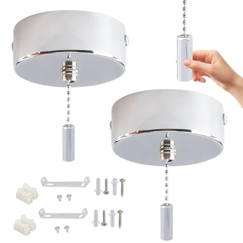 2 PCS Pull Cord Light Switch Bathroom White Pull Cord Light Switch 150 Cm Kit for Utility Room Wet Room Bedrooms Living Room