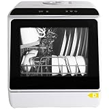 Fullwatt Mini Geschirrspüler für 3 Gedecke Freistehender Tischgeschirrspüler, 5L mit/ohne Wasseranschluss nutzbar Ragbarer mit 5+1 Programme Integriertem Touch Control für Camping Wohnung Büro