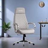 beAAtho® Zen Leatherette Executive Office Chair | High Back Revolving Chair with Integrated Lumbar Support | Ergonomic & Comfortable Seating | 3-Year Warranty by beAAtho | Adjustable Height | Grey