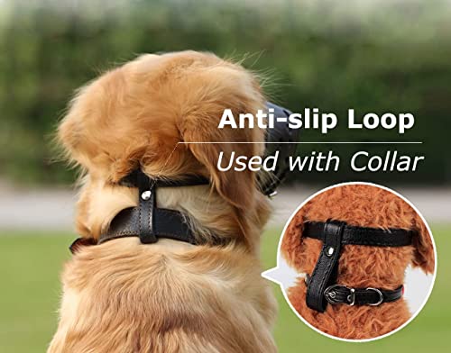 image for Barkless Dog Muzzle Leather, Comfort Secure Anti-Barking Muzzles for D