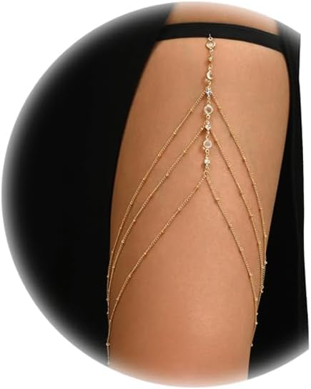 Sexy Crystal Bead Leg Body Jewelry,Bohemian Elastic Band Rhinestone Leg Thigh Chain Bikini Multi-layered Thigh Chain Accessory Jewelry for Women