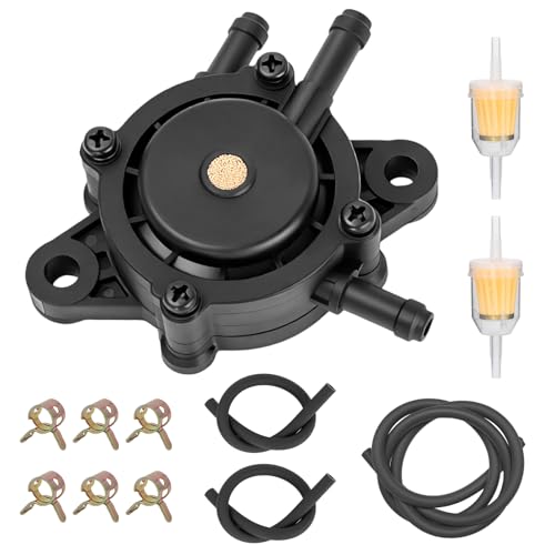 AMZAUTO Fuel Pump with Filter and Oil Hose, Compatible with Kohler 17HP-25HP Briggs and Stratton Mikuni John Deere Kawasaki Yamaha Golf Cart Small Engine Lawn Mower Fuel Pump, Replace 808492 808656