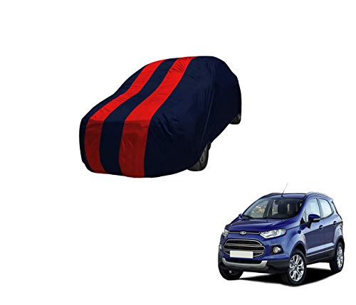Image of Auto Hub Car Cover Compatible with EcoSport with Mirror Pocket,Triple Stitched, Weather Proof, EcoSport Car Cover- Navy-Red