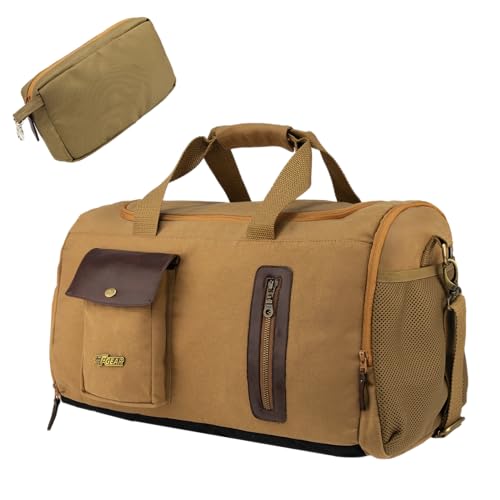 Image of F Gear Cairo Premium Canvas Duffle Bag 38L for Men & Women | Durable Cabin Size Travel, Gym & Weekend Bag with Shoe Pocket, Detachable Pouch, Luggage Strap, Water Resistant, 6 Pockets