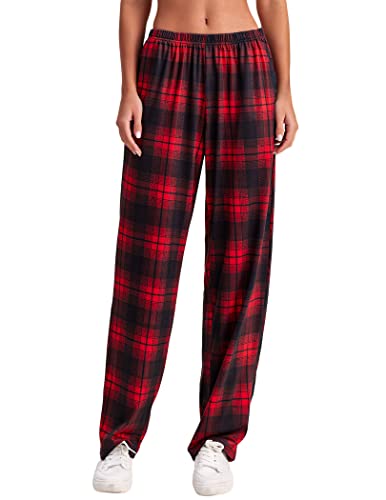 Ekouaer Women's Christmas Pajamas Pants Pattern Loungewear Pants Elastic Waist Long Sleep Bottoms (Plaid26,M) #TOP8