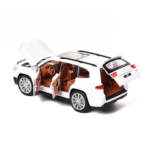 Image of Braintastic Model Diecast Car Toy Vehicle Pull Back Friction Car with Openable Doors Light & Music Toys for Kids Age 3+ Years (Land Cruiser White)