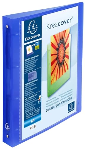 Classeurs personnalisables Exacompta 51562E A4 Maxi bleu avec 4 anneaux ronds 30 mm