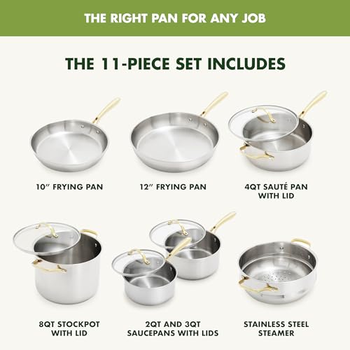 image for GreenPan Stainless Steel Cookware Set, 11 Piece, Induction Cookware, D