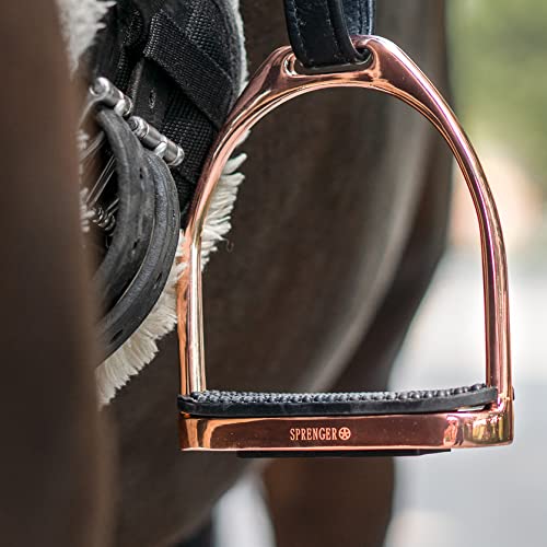 Foto von Sprenger Fillis Steigbügel Rosegold, 120 mm Trittweite I Bügel mit schwarzer Einlage, rostfreies Edelstahl, 2 Stück
