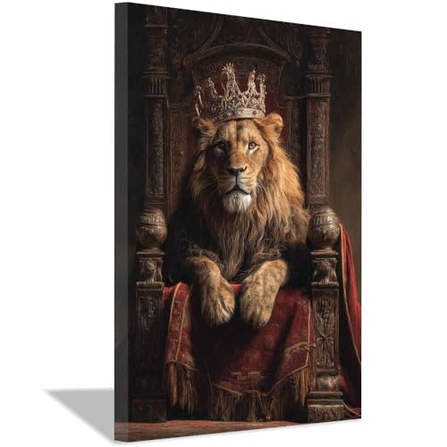 Tableau lion pour salon et chambre décoration murale jaune