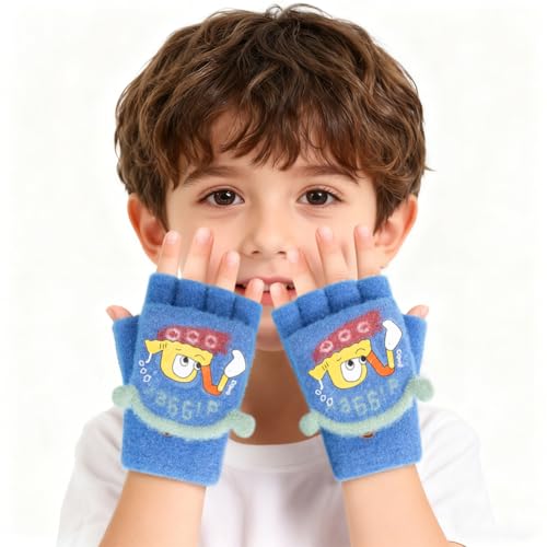 Manoplas para niños de 4 a 10 años pack de 3 pares de guantes de punto elásticos 7