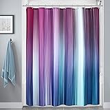 RoomTalks Blue Purple Gradient Striped Fabric Shower Curtain Modern Abstract Art Iridescent Bathroom...