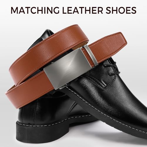 Image of Zitahli Belt Men,Leather Ratchet Belt for Men Dress Casual Every Day with Adjustable Buckle,Trim to Fit For Gift